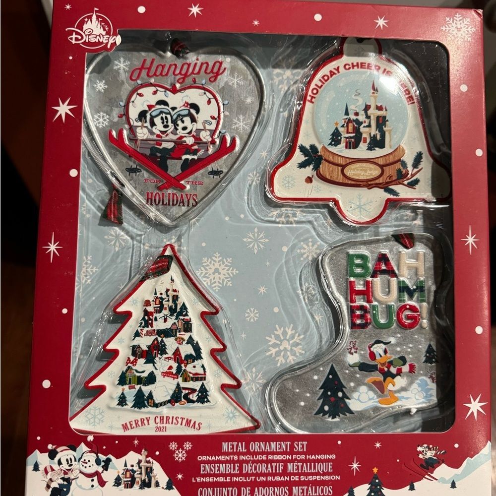 Disney Parks 4 Metal Ornaments 2021 Retro